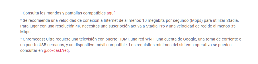 requisitos de Google Stadia en 2022