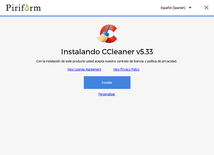 instalación de Ccleaner para eliminar virus y malwares